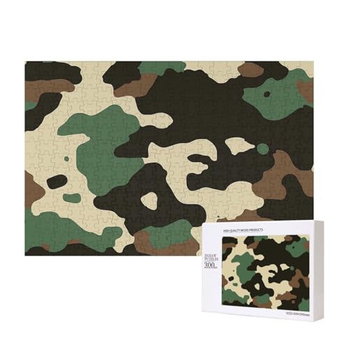 Intelligenz-Puzzle aus Holz, Camouflage-Muster, bedruckt, 40 x 28 cm, 300 Teile (verpackt), Lernspiel für Erwachsene, Heimdekoration, Puzzle von JKSEEPYN