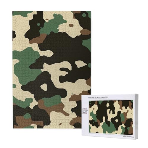 Intelligenz-Puzzle aus Holz, Camouflage-Muster, bedruckt, 50 x 75 cm, 1000 Teile (verpackt), Lernspiel für Erwachsene, Heimdekorationspuzzle von JKSEEPYN
