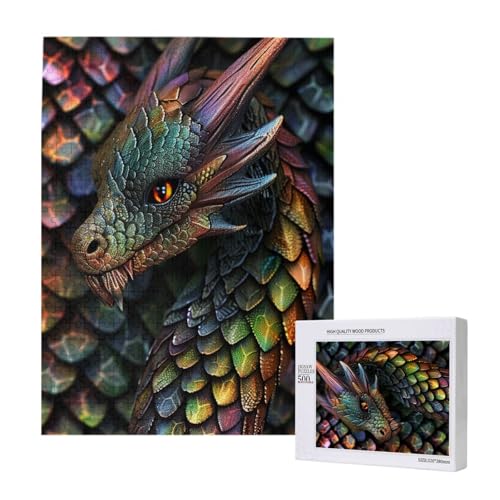 Intelligenz-Puzzle aus Holz, Drachenmaßstab, 38 x 52 cm, 500 Teile (verpackt), Puzzle, Lernspiel für Erwachsene, Heimdekoration, Puzzle von JKSEEPYN