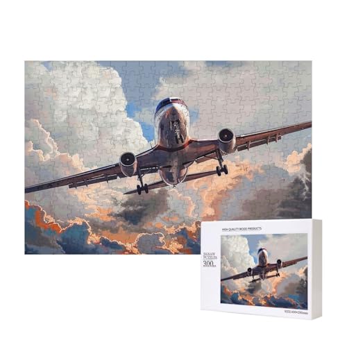 Intelligenz-Puzzle aus Holz, Flugzeug-Kunstdruck, 40 x 28 cm, 300 Teile (verpackt), Puzzle, Lernspiel für Erwachsene, Heimdekoration, Puzzle von JKSEEPYN