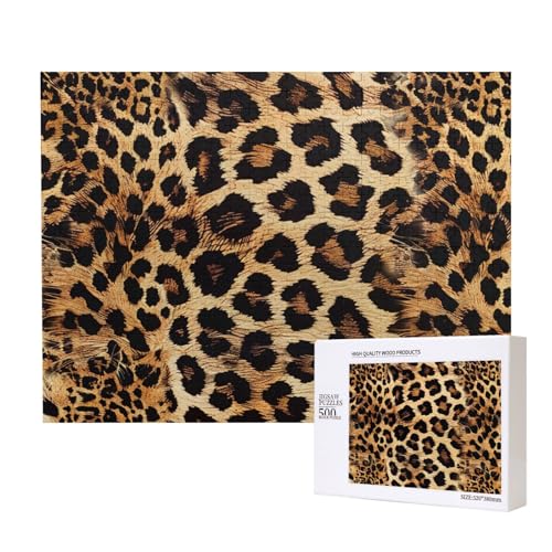 Intelligenz-Puzzle aus Holz, Leopardenmuster, 52 x 38 cm, 500 Teile (verpackt), Lernspiel für Erwachsene, Heimdekoration, Puzzle von JKSEEPYN