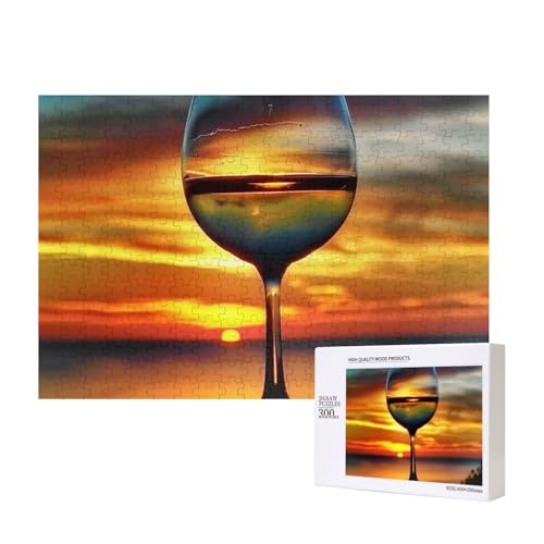 Intelligenz-Puzzle aus Holz, Motiv: Sonnenuntergang, bedruckt, 40 x 28 cm, 300 Teile (verpackt), Puzzle, Lernspiel für Erwachsene, Heimdekoration, Puzzle von JKSEEPYN