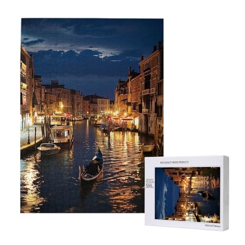 Intelligenz-Puzzle aus Holz, Motiv: Venedignacht, 38 x 52 cm, 500 Teile (verpackt), Lernspiel für Erwachsene, Heimdekoration, Puzzle von JKSEEPYN