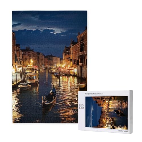 Intelligenz-Puzzle aus Holz, Motiv: Venedignacht, 50 x 75 cm, 1000 Teile (verpackt), Lernspiel für Erwachsene, Heimdekoration, Puzzle von JKSEEPYN