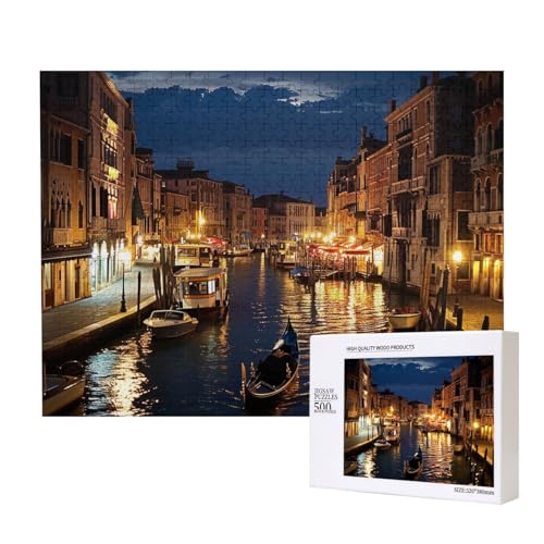 Intelligenz-Puzzle aus Holz, Motiv: Venedignacht, 52 x 38 cm, 500 Teile (verpackt), Lernspiel für Erwachsene, Heimdekoration, Puzzle von JKSEEPYN