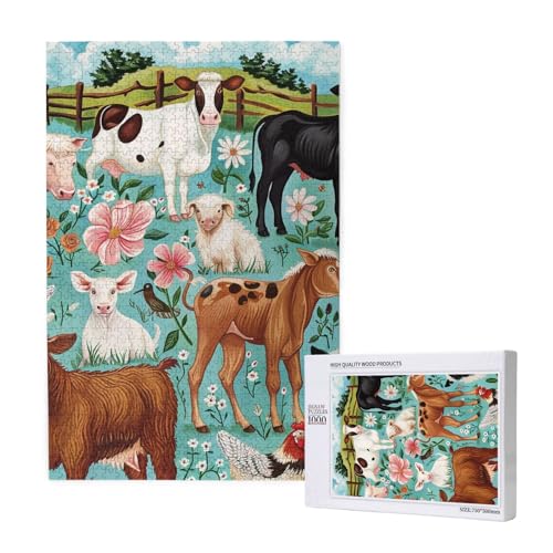 Intelligenz-Puzzle aus Holz, bedruckt, Bauernhoftiere, 50 x 75 cm, 1000 Teile (verpackt), Lernspiel für Erwachsene, Heimdekoration, Puzzle von JKSEEPYN