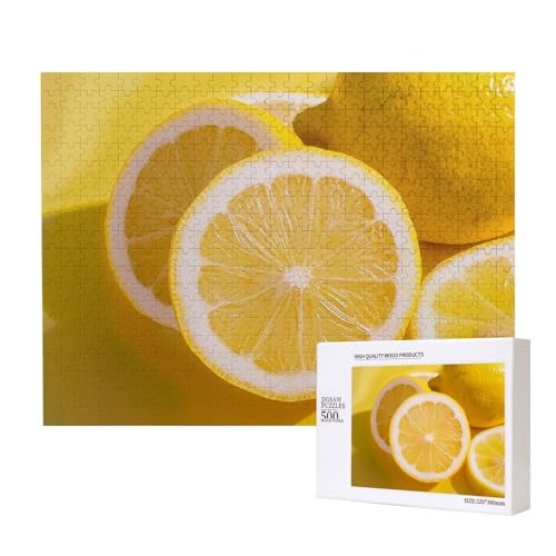 Intelligenz-Puzzle aus Holz, bedruckt, Gelb, Zitrone, 52 x 38 cm, 500 Teile (verpackt), Puzzle, Lernspiel für Erwachsene, Heimdekoration, Puzzle von JKSEEPYN