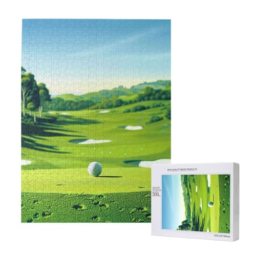 Intelligenz-Puzzle aus Holz, bedruckt, Golfplatz, 38 x 52 cm, 500 Teile (verpackt), Lernspiel für Erwachsene, Heimdekoration, Puzzle von JKSEEPYN