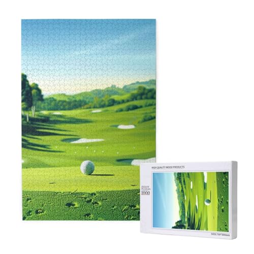 Intelligenz-Puzzle aus Holz, bedruckt, Golfplatz, 50 x 75 cm, 1000 Teile (verpackt), Lernspiel für Erwachsene, Heimdekoration, Puzzle von JKSEEPYN