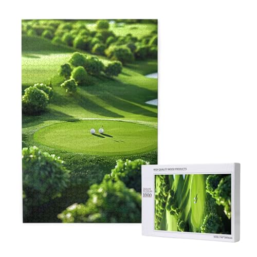 Intelligenz-Puzzle aus Holz, bedruckt, Golfplatz, 50 x 75 cm, 1000 Teile (verpackt), Lernspiel für Erwachsene, Heimdekoration, Puzzle von JKSEEPYN