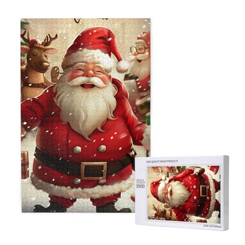 Intelligenz-Puzzle aus Holz, bedruckt mit Aufschrift "Merry Christmas", 50 x 75 cm, 1000 Teile (verpackt), Lernspiel für Erwachsene, Heimdekoration, Puzzle von JKSEEPYN