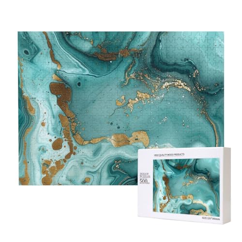 Intelligenz-Puzzle aus Holz, bedruckt mit Marmor, 52 x 38 cm, 500 Teile (verpackt), Lernspiel für Erwachsene, Heimdekorationspuzzle von JKSEEPYN