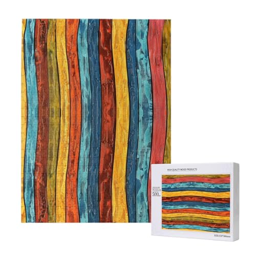 Intelligenz-Puzzle aus Holz, bunt, gestreift, 38 x 52 cm, 500 Teile (verpackt), Lernspiel für Erwachsene, Heimdekoration, Puzzle von JKSEEPYN