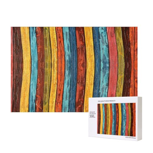 Intelligenz-Puzzle aus Holz, bunt, gestreift, bedruckt, 40 x 28 cm, 300 Teile (verpackt), Puzzle, Lernspiel für Erwachsene, Heimdekoration, Puzzle von JKSEEPYN