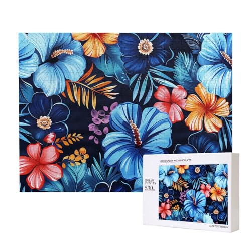 Intelligenz-Puzzle aus Holz, mit Blumenmuster, 52 x 38 cm, 500 Teile (verpackt), Lernspiel für Erwachsene, Heimdekoration, Puzzle von JKSEEPYN