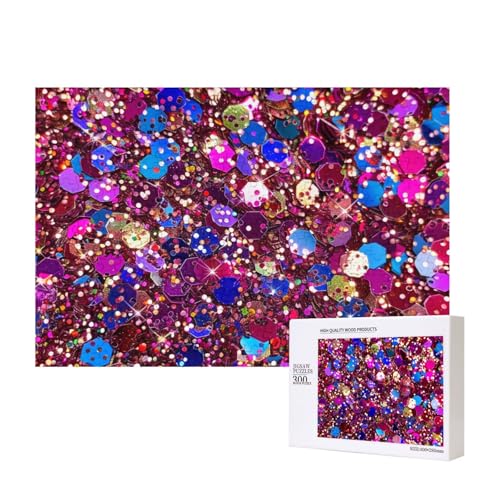 Intelligenz-Puzzle aus Holz, mit Glitzer-Muster, bedruckt, 40 x 28 cm, 300 Teile (in Box), Lernspiel für Erwachsene, Heimdekoration, Puzzle von JKSEEPYN
