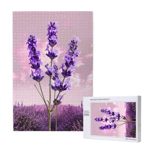 Intelligenz-Puzzle aus Holz, mit Lavendelblüte, bedruckt, 50 x 75 cm, 1000 Teile (verpackt), Lernspiel für Erwachsene, Heimdekoration, Puzzle von JKSEEPYN