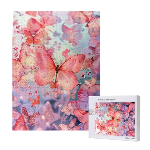 Intelligenz-Puzzle aus Holz, mit Schmetterling, bedruckt, 38 x 52 cm, 500 Teile (verpackt), Lernspiel für Erwachsene, Heimdekoration, Puzzle von JKSEEPYN