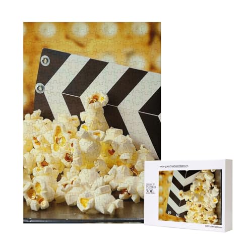 Intelligenz-Puzzle aus Holz mit Schindeln und Popcorn, bedruckt, 28 x 40 cm, 300 Teile (verpackt), Lernspiel für Erwachsene, Heimdekorationspuzzle von JKSEEPYN