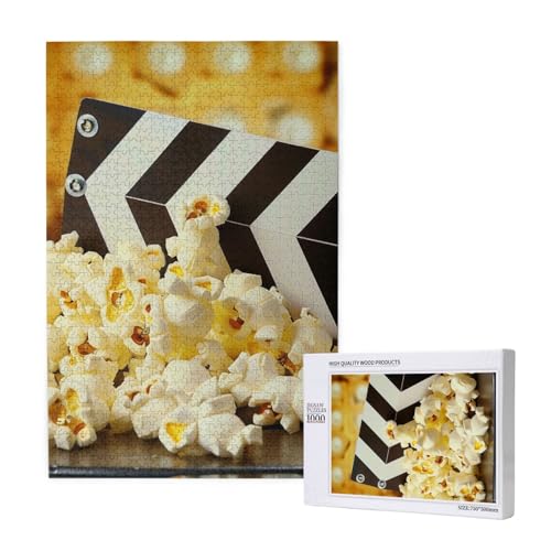 Intelligenz-Puzzle aus Holz mit Schindeln und Popcorn, bedruckt, 50 x 75 cm, 1000 Teile (verpackt), Lernspiel für Erwachsene, Heimdekorationspuzzle von JKSEEPYN