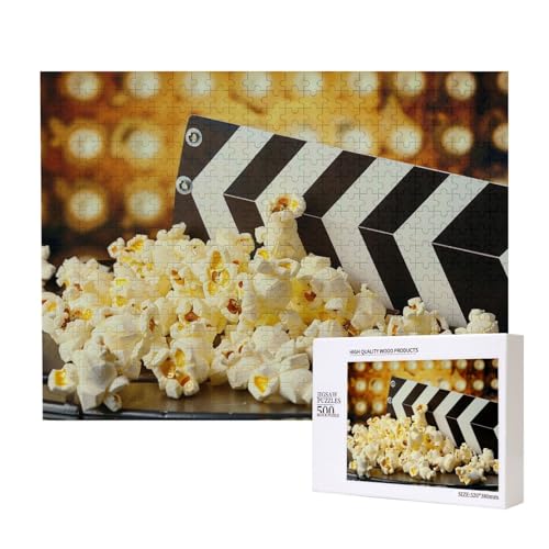 Intelligenz-Puzzle aus Holz mit Schindeln und Popcorn, bedruckt, 52 x 38 cm, 500 Teile (verpackt), Lernspiel für Erwachsene, Heimdekorationspuzzle von JKSEEPYN