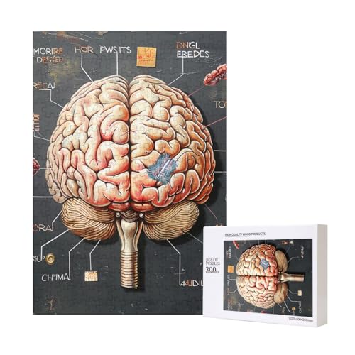 Intelligenz-Puzzle aus Holz mit menschlichem Gehirn, 28 x 40 cm, 300 Teile (verpackt), Lernspiel für Erwachsene, Heimdekoration, Puzzle von JKSEEPYN