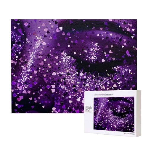 Intelligenz-Puzzle für Damen, violett, glitzernd, 52 x 38 cm, 500 Teile (verpackt), Lernspiel für Erwachsene, Heimdekoration, Puzzle von JKSEEPYN