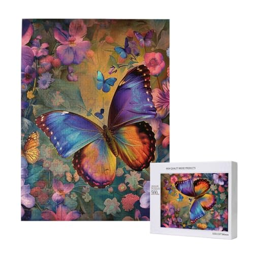 Intelligenz-Puzzle mit Blumen- und Schmetterlings-Motiv, 38 x 52 cm, 500 Teile (verpackt), Lernspiel für Erwachsene, Heimdekoration, Puzzle von JKSEEPYN