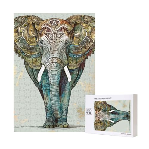 Intelligenz-Puzzle mit Elefanten-Druck, 28 x 40 cm, 300 Teile (verpackt), Puzzle, Lernspiel für Erwachsene, Heimdekoration, Puzzle von JKSEEPYN