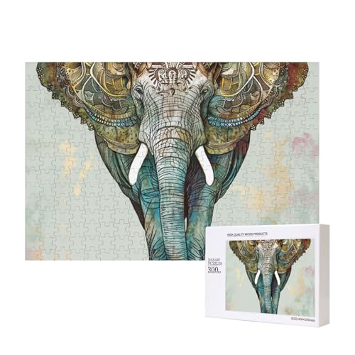 Intelligenz-Puzzle mit Elefantenaufdruck, 40 x 28 cm, 300 Teile (verpackt), Puzzle, Lernspiel für Erwachsene, Heimdekoration, Puzzle von JKSEEPYN