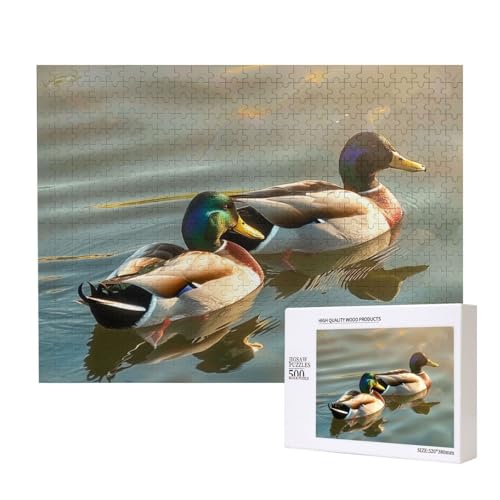 Intelligenz-Puzzle mit Entenschwimmen, bedrucktes Holzpuzzle, 52 x 38 cm, 500 Teile (verpackt), Lernspiel für Erwachsene, Heimdekoration, Puzzle von JKSEEPYN