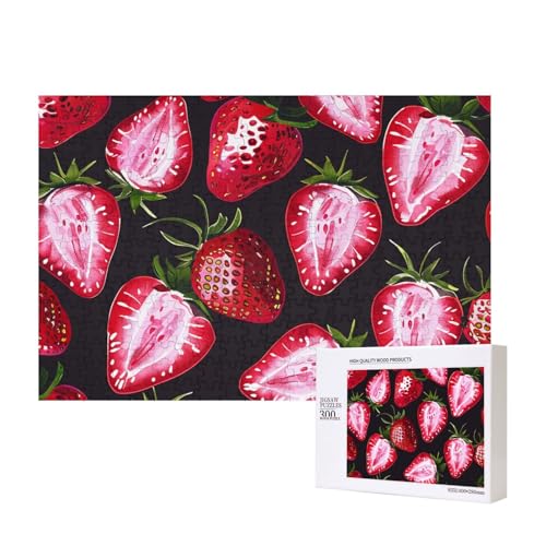 Intelligenz-Puzzle mit Erdbeermuster, bedruckt, 40 x 28 cm, 300 Teile (verpackt), Lernspiel für Erwachsene, Heimdekoration, Puzzle von JKSEEPYN