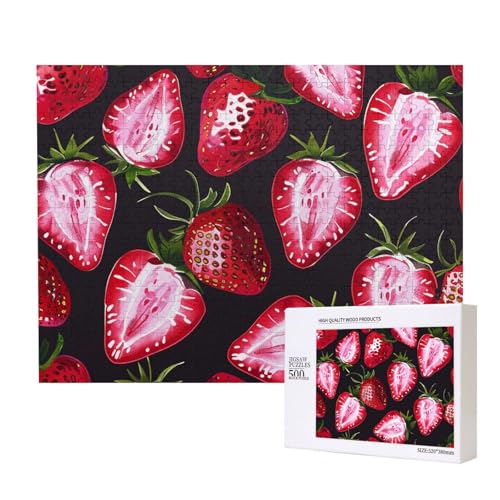 Intelligenz-Puzzle mit Erdbeermuster, bedruckt, 52 x 38 cm, 500 Teile (verpackt), Lernspiel für Erwachsene, Heimdekoration, Puzzle von JKSEEPYN