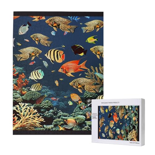 Intelligenz-Puzzle mit Fischmuster, 38 x 52 cm, 500 Teile (verpackt), Lernspiel für Erwachsene, Heimdekoration, Puzzle von JKSEEPYN