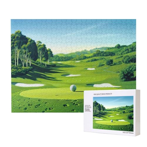 Intelligenz-Puzzle mit Golfplatz-Motiv, 52 x 38 cm, 500 Teile (verpackt), Lernspiel für Erwachsene, Heimdekoration, Puzzle von JKSEEPYN