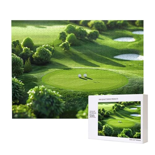 Intelligenz-Puzzle mit Golfplatz-Motiv, 52 x 38 cm, 500 Teile (verpackt), Lernspiel für Erwachsene, Heimdekoration, Puzzle von JKSEEPYN