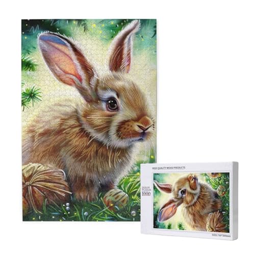 Intelligenz-Puzzle mit Hasen-Motiv, bedruckt, Holz, 50 x 75 cm, 1000 Teile (verpackt), Puzzle, Lernspiel für Erwachsene, Heimdekoration, Puzzle von JKSEEPYN