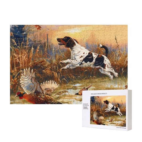 Intelligenz-Puzzle mit Hundefang-Fasan, bedruckt, aus Holz, 40 x 28 cm, 300 Teile (verpackt), Puzzle, Lernspiel für Erwachsene, Heimdekoration, Puzzle von JKSEEPYN