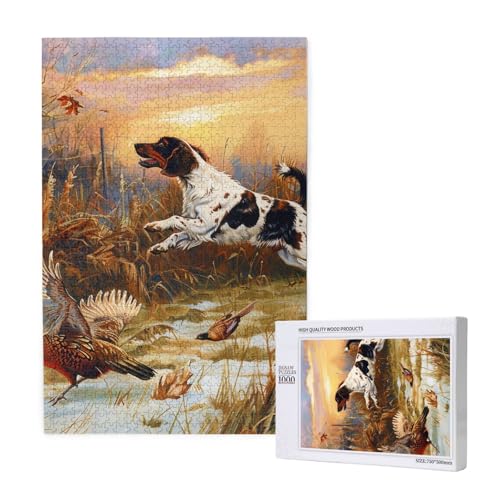 Intelligenz-Puzzle mit Hundefang-Fasan, bedrucktes Holzpuzzle, 50 x 75 cm, 1000 Teile (verpackt), Lernspiel für Erwachsene, Heimdekorationspuzzle von JKSEEPYN