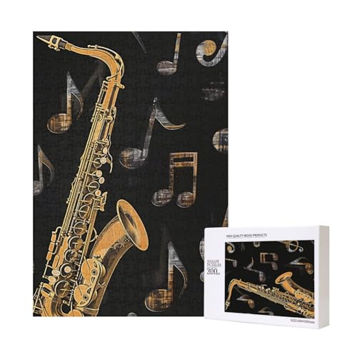 Intelligenz-Puzzle mit Musiknoten und Höhen, aus Holz, 28 x 40 cm, 300 Teile (verpackt), Lernspiel für Erwachsene, Heimdekoration, Puzzle von JKSEEPYN