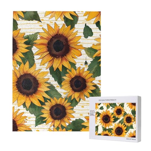 Intelligenz-Puzzle mit Sonnenblumen-Muster, 38 x 52 cm, 500 Teile (verpackt), Lernspiel für Erwachsene, Heimdekoration, Puzzle von JKSEEPYN