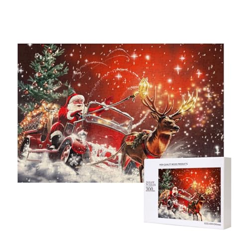 Intelligenz-Puzzle mit Weihnachtsmann-Motiv, bedruckt, Holz, 40 x 28 cm, 300 Teile (verpackt), Puzzle, Lernspiel für Erwachsene, Heimdekoration, Puzzle von JKSEEPYN