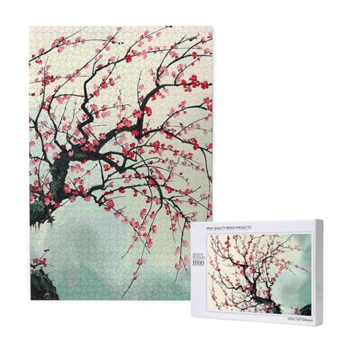 Japanischer Kirschbaum, bedrucktes Intelligenz-Puzzle aus Holz, 50 x 75 cm, 1000 Teile (verpackt), Puzzle, Lernspiel für Erwachsene, Heimdekoration, Puzzle von JKSEEPYN