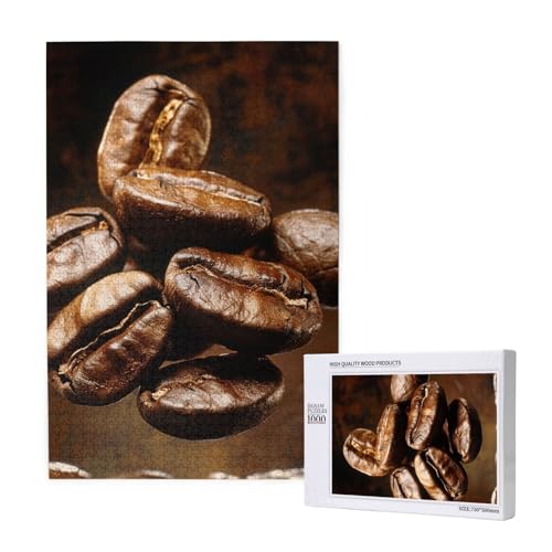 Kaffeebohnen bedrucktes Intelligenz-Puzzle aus Holz, 50 x 75 cm, 1000 Teile (verpackt), Puzzle, Lernspiel für Erwachsene, Heimdekoration, Puzzle von JKSEEPYN