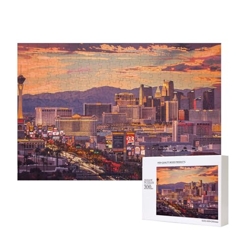 Las Vegas Intelligenz-Puzzle aus Holz, bedruckt, 40 x 28 cm, 300 Teile (verpackt), Lernspiel für Erwachsene, Heimdekoration, Puzzle von JKSEEPYN