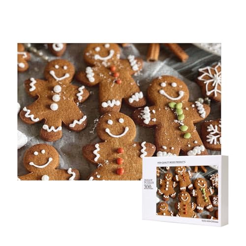 Lebkuchenkekse, bedrucktes Intelligenz-Puzzle aus Holz, 40 x 28 cm, 300 Teile (verpackt), Puzzle, Lernspiel für Erwachsene, Heimdekoration, Puzzle von JKSEEPYN