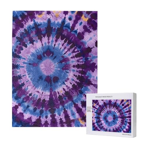 Lila Batik-Puzzle aus Holz, Intelligenz-Puzzle, 38 x 52 cm, 500 Teile (verpackt), Puzzle, Lernspiel für Erwachsene, Heimdekoration, Puzzle von JKSEEPYN