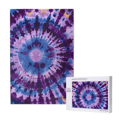 Lila Batik-Puzzle aus Holz, Intelligenz-Puzzle, 50 x 75 cm, 1000 Teile (in Box), Puzzle, Lernspiel für Erwachsene, Heimdekoration, Puzzle von JKSEEPYN