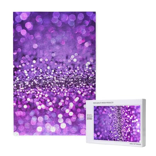 Lila Glitzer bei Nacht, gedrucktes Intelligenz-Puzzle aus Holz, 50 x 75 cm, 1000 Teile (in Box), Puzzle, Lernspiel für Erwachsene, Heimdekoration, Puzzle von JKSEEPYN