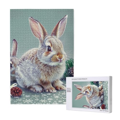 Lustiges Kaninchen-gedrucktes Intelligenz-Puzzle aus Holz, 50 x 75 cm, 1000 Teile (verpackt), Puzzle, Lernspiel für Erwachsene, Heimdekoration, Puzzle von JKSEEPYN